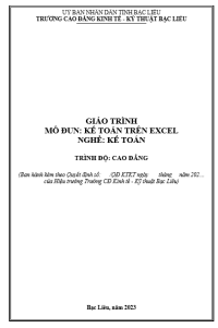 KẾ TOÁN TRÊN EXCEL